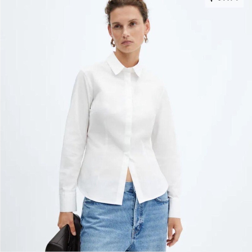MANGO Essential cotton-blend shirt poplin